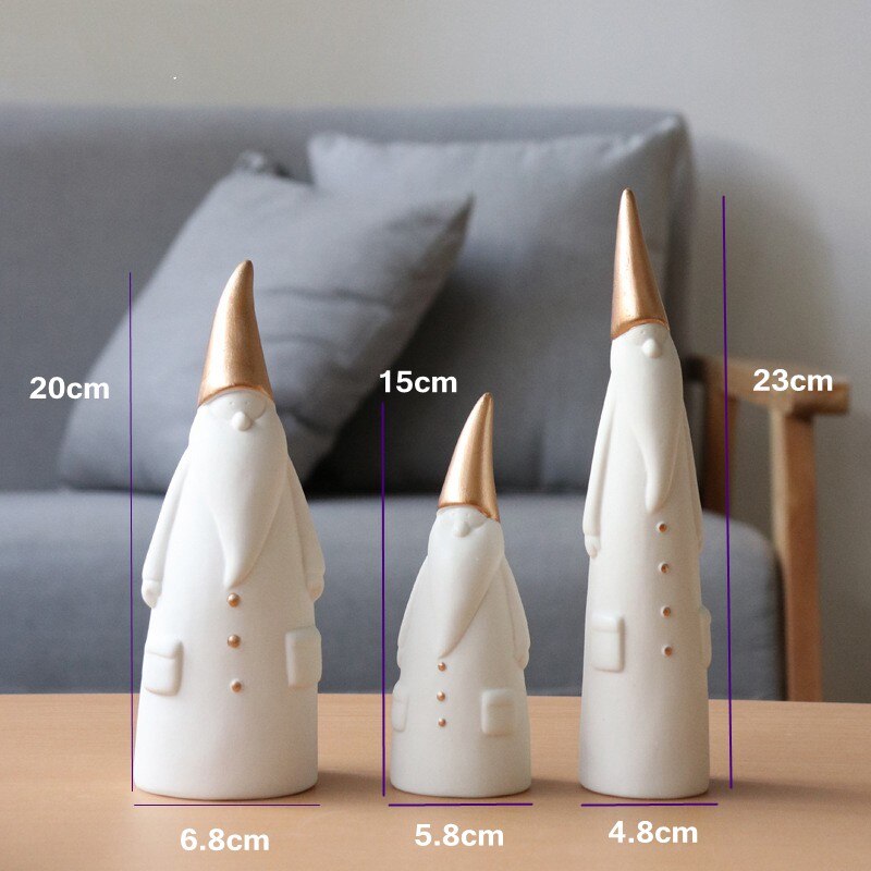 Kit 3 Enfeites de Natal Escandinavo com Pai Noel Decorativo - Casa Farfelle