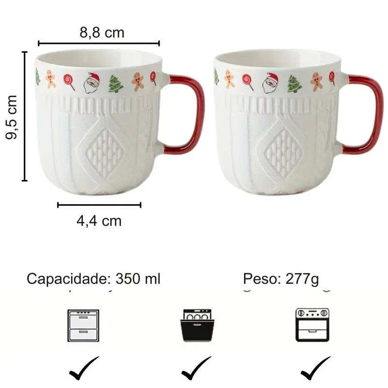 Kit Canecas de Natal Encantado  – 2 Peças - Casa Farfelle