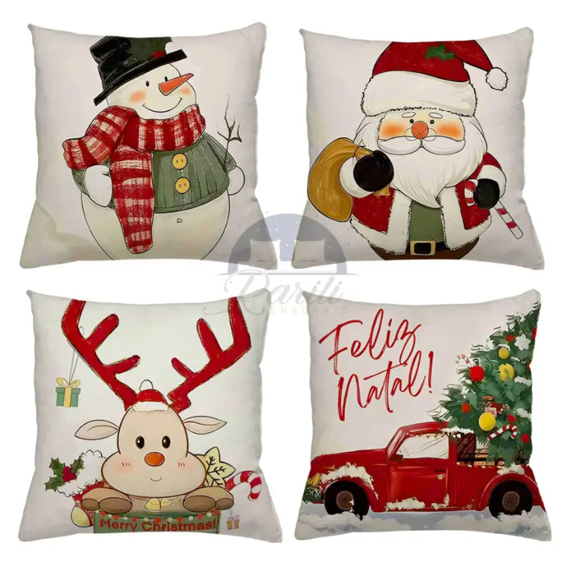 Kit Capas de Almofadas de Natal – 4 Unidades (45x45cm) - Casa Farfelle
