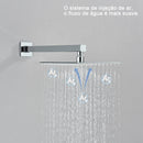 Kit Ducha Chuveiro 20×20cm Inox 304 Com Acabamentos Registros Preto/Cromado Para Chuveiro Banheiro - Casa Farfelle