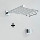 Kit Ducha Chuveiro 20×20cm Inox 304 Com Acabamentos Registros Preto/Cromado Para Chuveiro Banheiro - Casa Farfelle