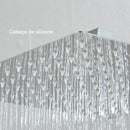 Kit Ducha Chuveiro 20×20cm Inox 304 Com Acabamentos Registros Preto/Cromado Para Chuveiro Banheiro - Casa Farfelle