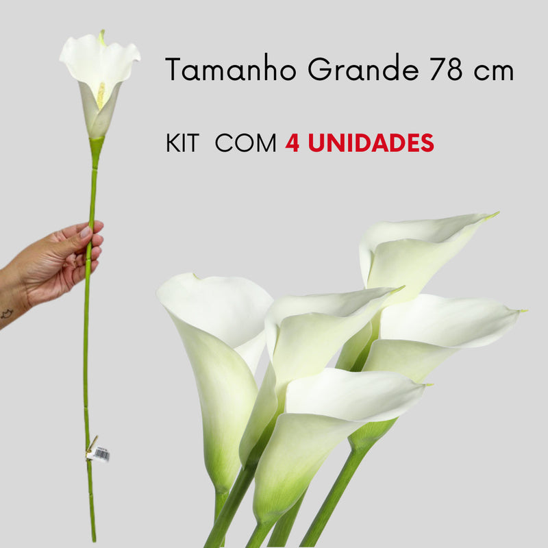 Lírio da Calla Artificial Grande para Decoração 4 Unidades - Casa Farfelle