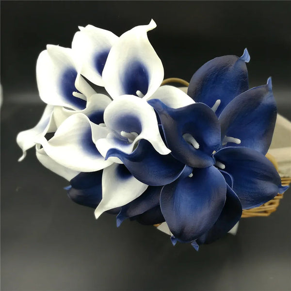 Lírio da Calla Artificial para Decoração 10 Peças Tons Azuis - Casa Farfelle