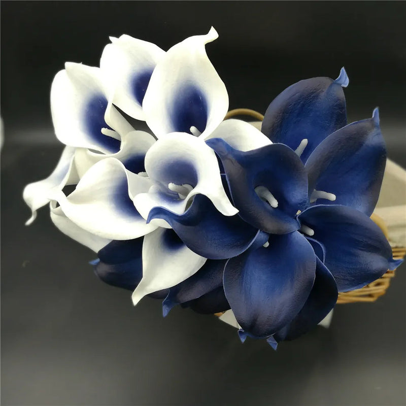 Lírio da Calla Artificial para Decoração 10 Peças Tons Azuis - Casa Farfelle