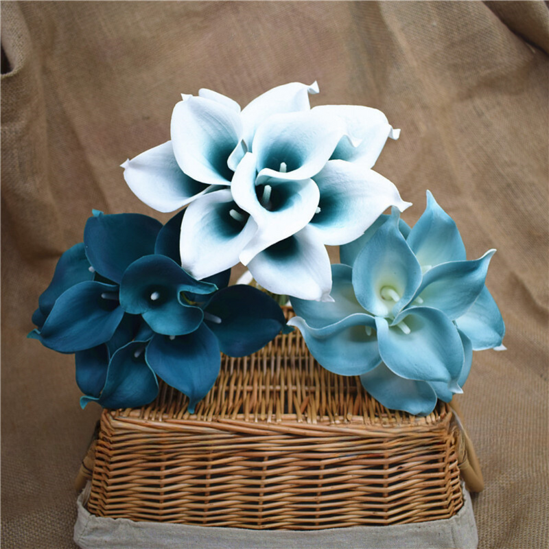 Lírio da Calla Artificial para Decoração 10 Peças Tons Azuis - Casa Farfelle