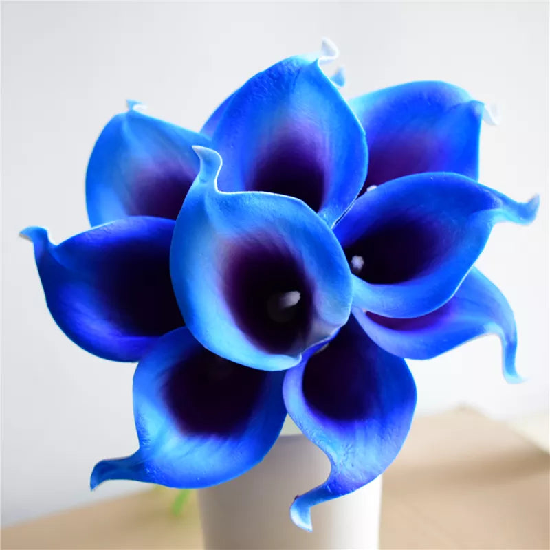 Lírio da Calla Artificial para Decoração 10 Peças Tons Azuis - Casa Farfelle