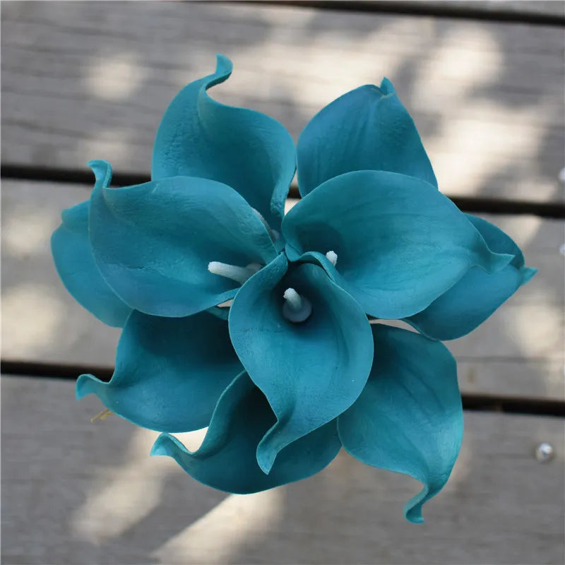 Lírio da Calla Artificial para Decoração 10 Peças Tons Azuis - Casa Farfelle