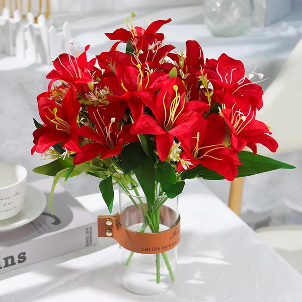 Lírios Artificiais de Seda para Decoração 7 Flores - Casa Farfelle
