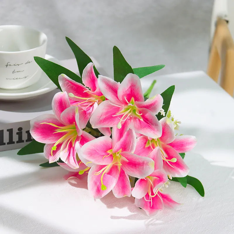 Lírios Artificiais de Seda para Decoração 7 Flores - Casa Farfelle