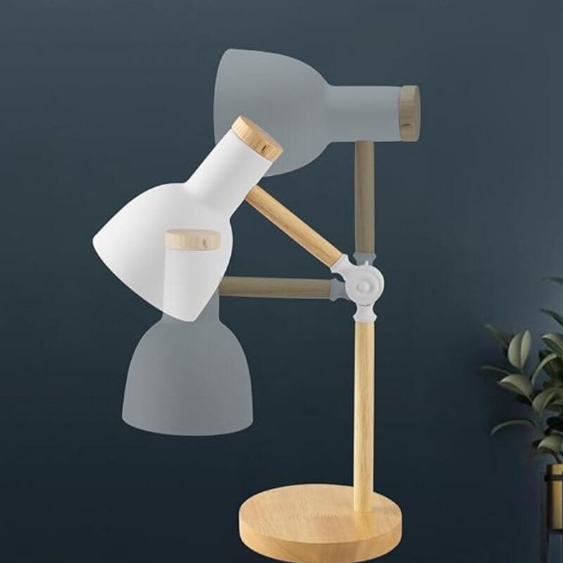 Luminária de Mesa Articulada Acabamento em Madeira - Casa Farfelle