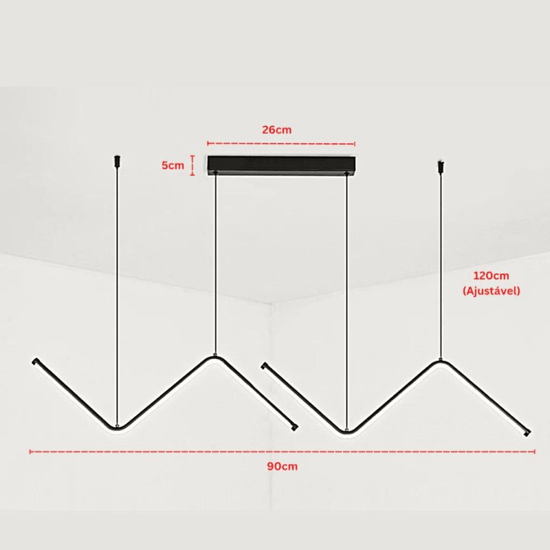 Lustre Pendente Para Sala 90cm - Hoffa - Casa Farfelle