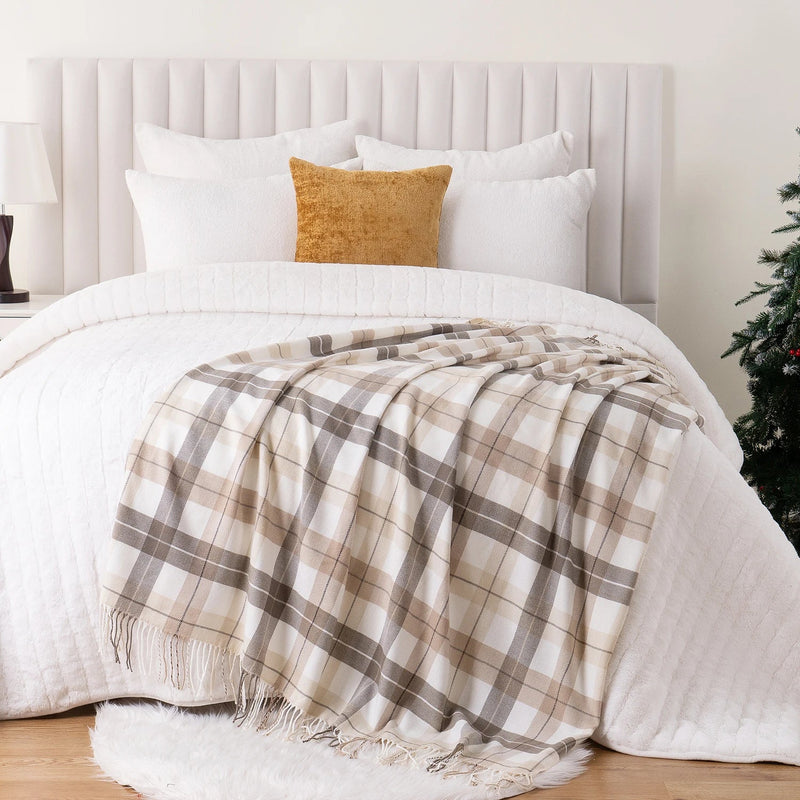 Manta Xadrez Battilo com Borlas - Toque de Elegância - Casa Farfelle
