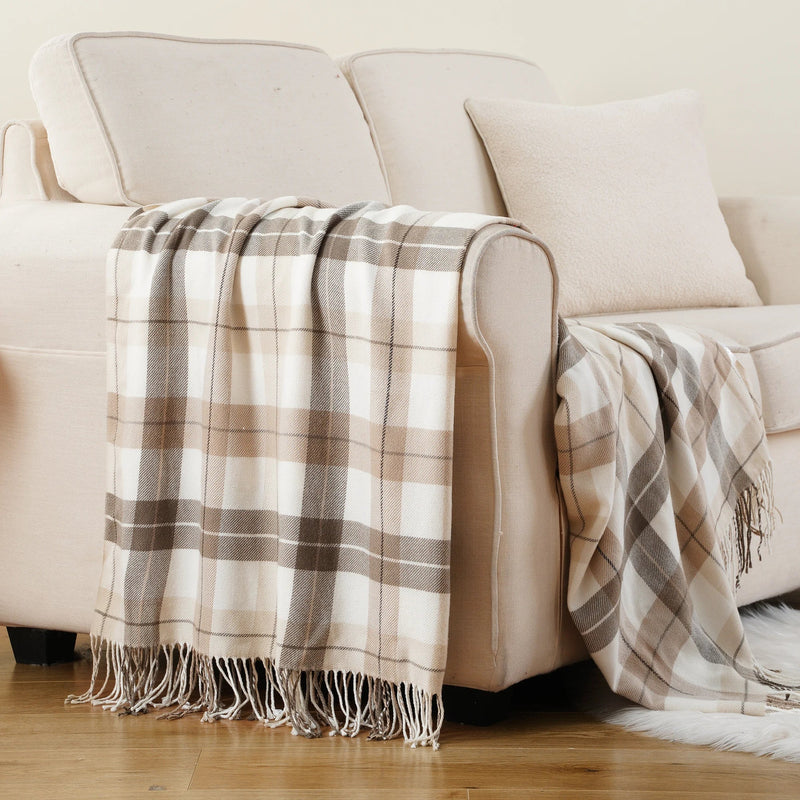 Manta Xadrez Battilo com Borlas - Toque de Elegância - Casa Farfelle