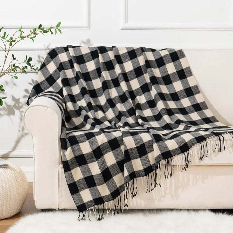 Manta Xadrez Battilo com Borlas - Toque de Elegância - Casa Farfelle