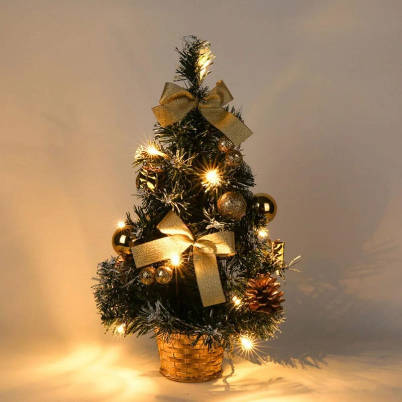 Mini árvore de Natal Led com Enfeites e Agulhas de Pinheiro Lenogue - Casa Farfelle