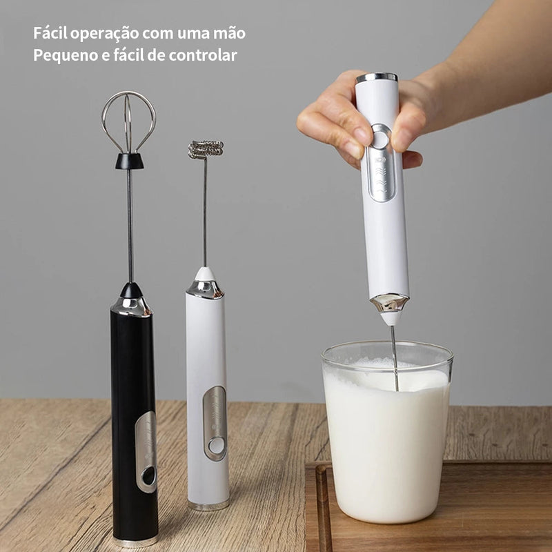 Mini Mixer Elétrico 2 em 1 – Batedor e Misturador para Café, Leite, Ovos e Bebidas - Casa Farfelle