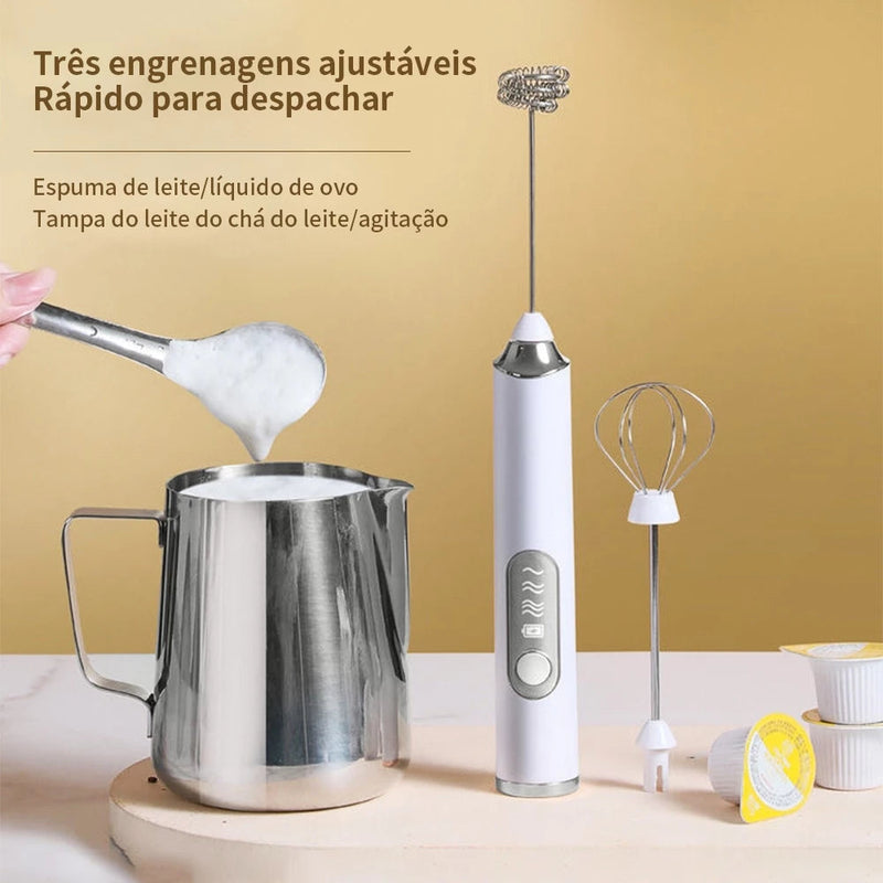 Mini Mixer Elétrico 2 em 1 – Batedor e Misturador para Café, Leite, Ovos e Bebidas - Casa Farfelle