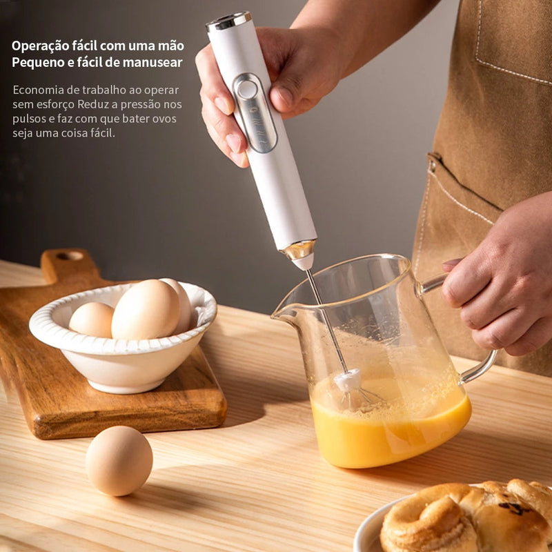 Mini Mixer Elétrico 2 em 1 – Batedor e Misturador para Café, Leite, Ovos e Bebidas - Casa Farfelle