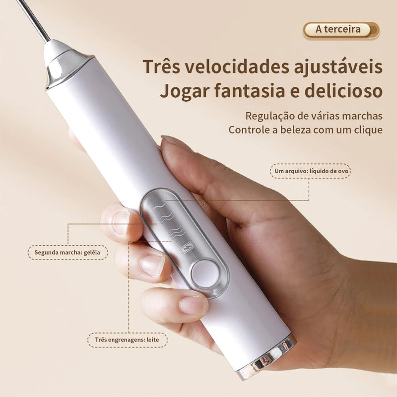 Mini Mixer Elétrico 2 em 1 – Batedor e Misturador para Café, Leite, Ovos e Bebidas - Casa Farfelle