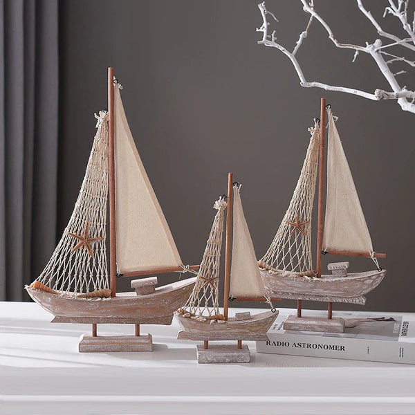 Modelo de Barco à Vela Artesanal Estilo Mediterrâneo - Casa Farfelle