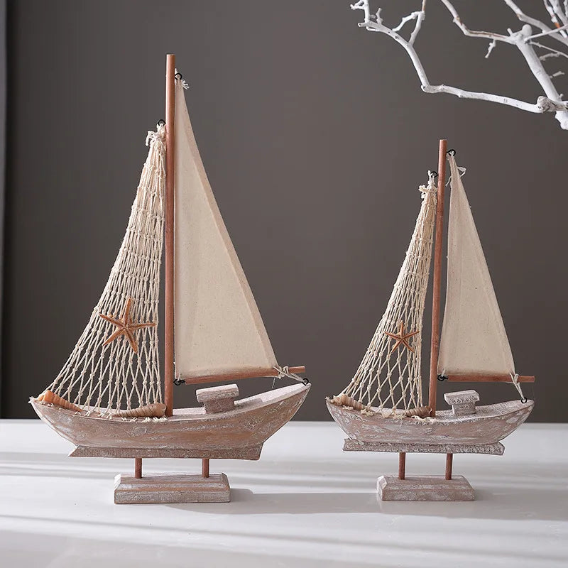 Modelo de Barco à Vela Artesanal Estilo Mediterrâneo - Casa Farfelle