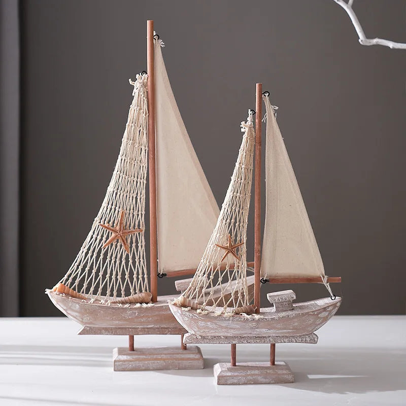 Modelo de Barco à Vela Artesanal Estilo Mediterrâneo - Casa Farfelle