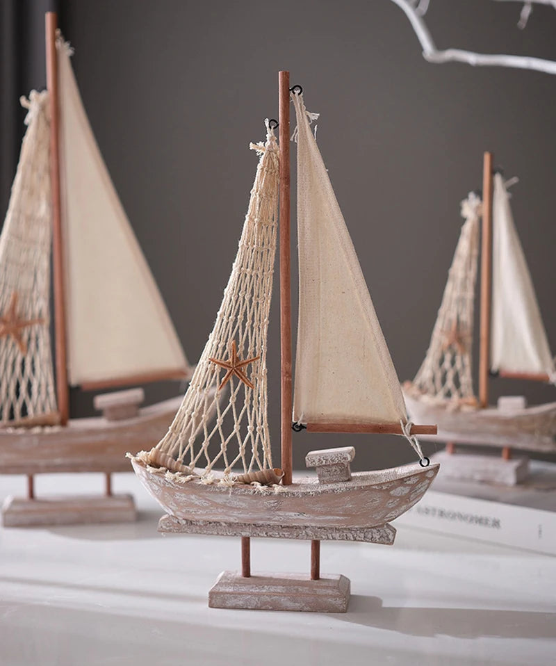 Modelo de Barco à Vela Artesanal Estilo Mediterrâneo - Casa Farfelle
