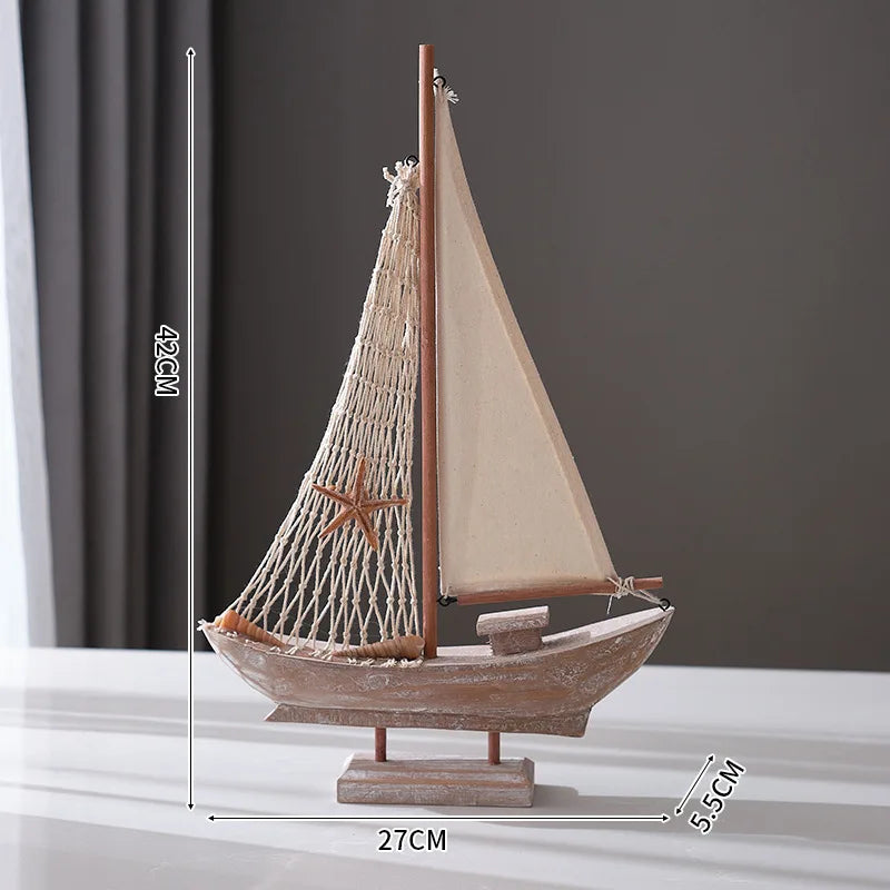 Modelo de Barco à Vela Artesanal Estilo Mediterrâneo - Casa Farfelle