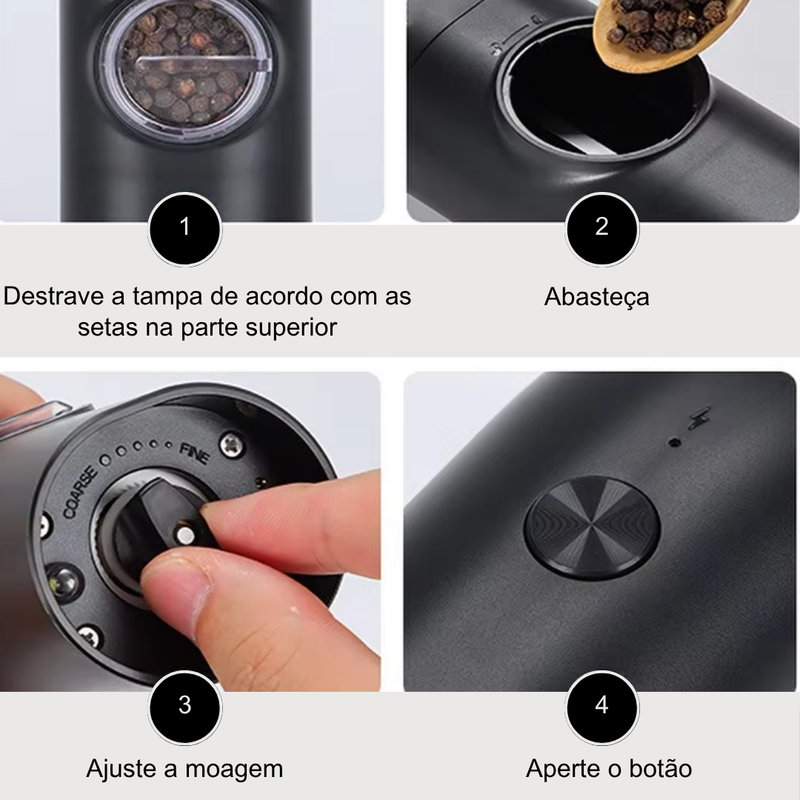 Moedor Recarregável com Base USB Max Precision | Casa Splendida - Casa Farfelle