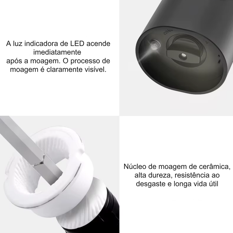 Moedor Recarregável com Base USB Max Precision | Casa Splendida - Casa Farfelle