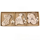 Pingentes De Natal em Madeira 12 unidades - Casa Farfelle