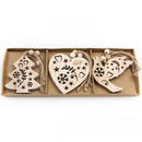 Pingentes De Natal em Madeira 12 unidades - Casa Farfelle