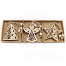 Pingentes De Natal em Madeira 12 unidades - Casa Farfelle