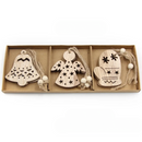 Pingentes De Natal em Madeira 12 unidades - Casa Farfelle