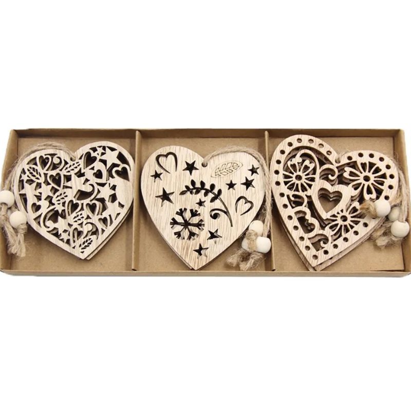 Pingentes De Natal em Madeira 12 unidades