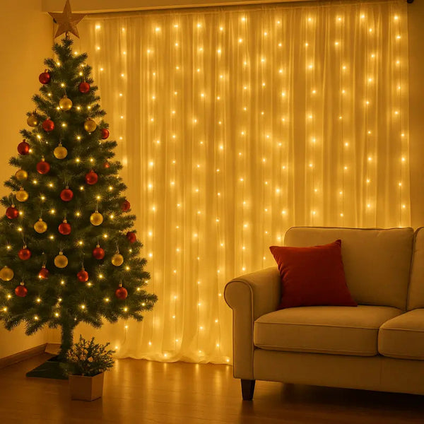 Pisca Pisca Cortina LED com Controle Remoto e 8 Modos de Luz - Casa Farfelle