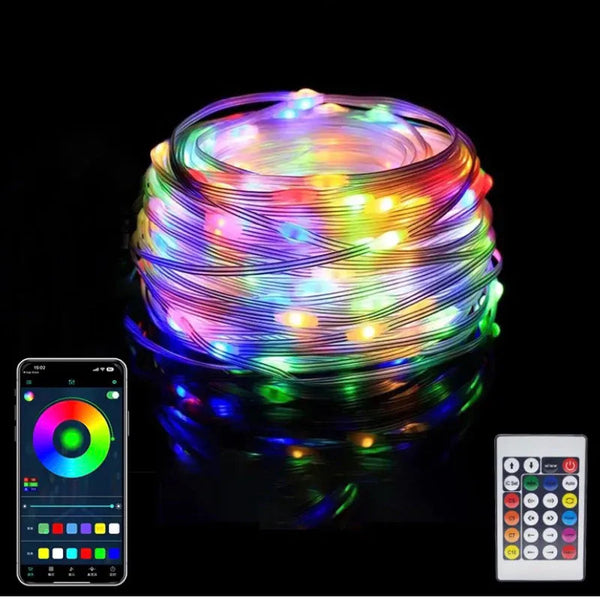 Pisca Pisca Natal LED RGB com Sensor e App - IP68 USB - Casa Farfelle