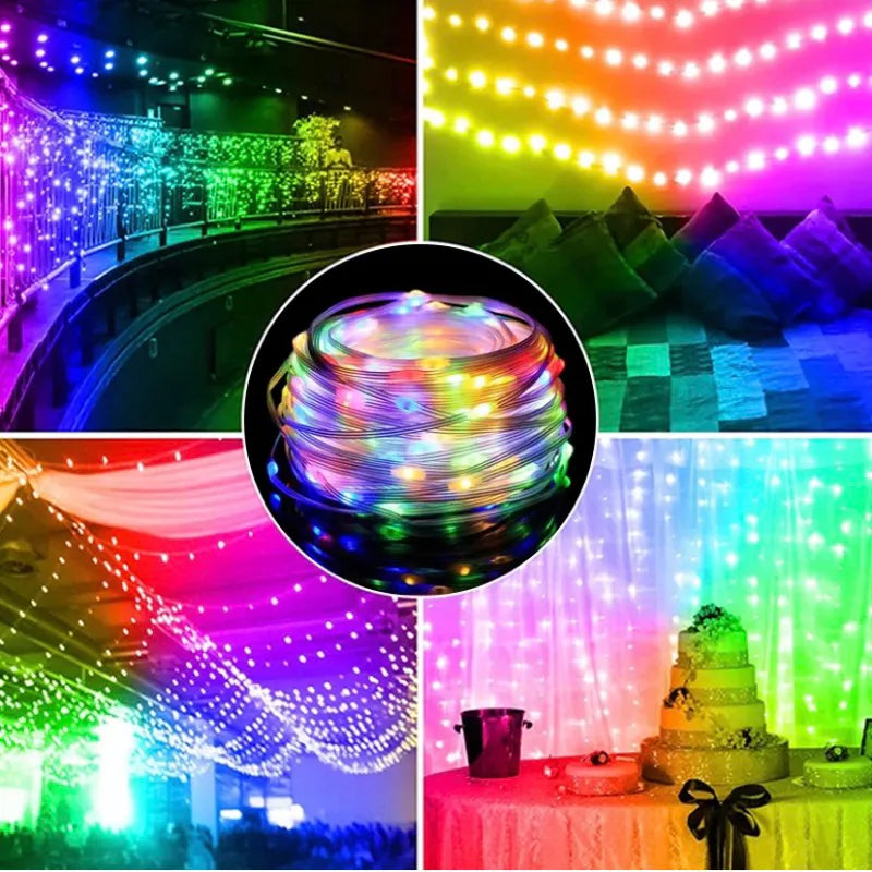 Pisca Pisca Natal LED RGB com Sensor e App - IP68 USB - Casa Farfelle