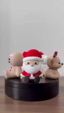 Enfeite de Natal Estilo Crochê – Personagens Natalinos: Papai Noel, Rena e Boneco de Neve