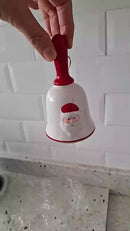 Sino de Mão Natalino Papai Noel Branco 13x7cm