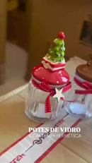 Pote de Vidro Natalino 300ml Porta Doces e Biscoitos