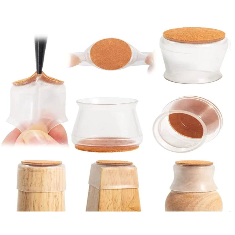 Protetores de Silicone para Pés de Cadeira com Feltro 360º  Kit 4 ou 24 Peças - Casa Farfelle