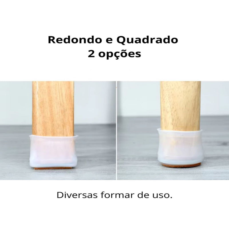 Protetores de Silicone para Pés de Cadeira com Feltro 360º  Kit 4 ou 24 Peças - Casa Farfelle