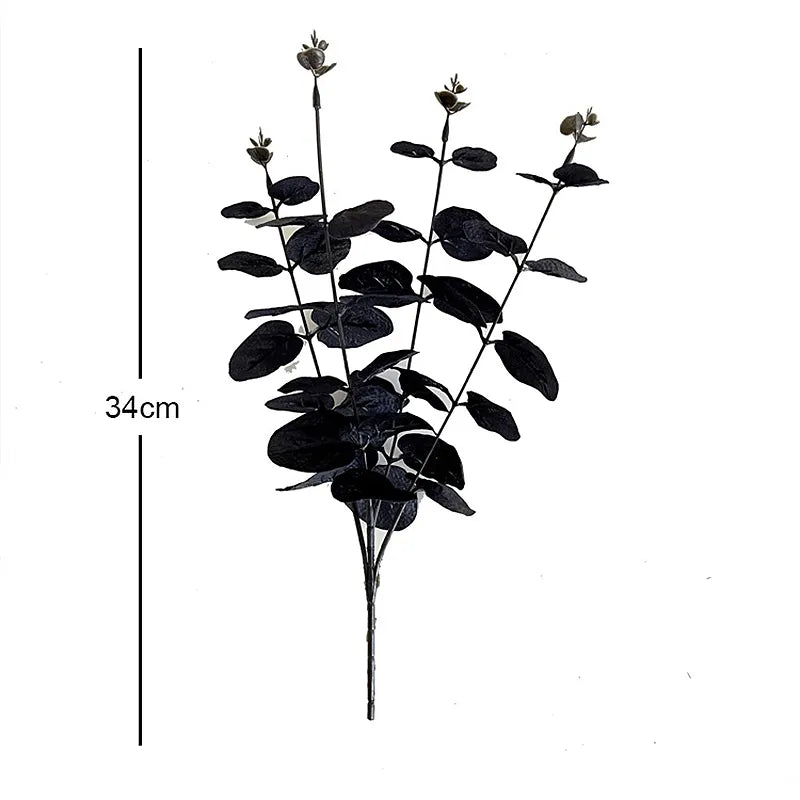 Ramos de Folhas de Eucalípto Artificiais Negros para Decoração 5 Peças - Casa Farfelle