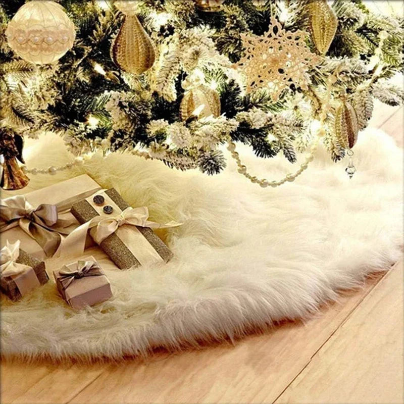 Saia para árvore de Natal Plush Redonda Branco Neve - Casa Farfelle