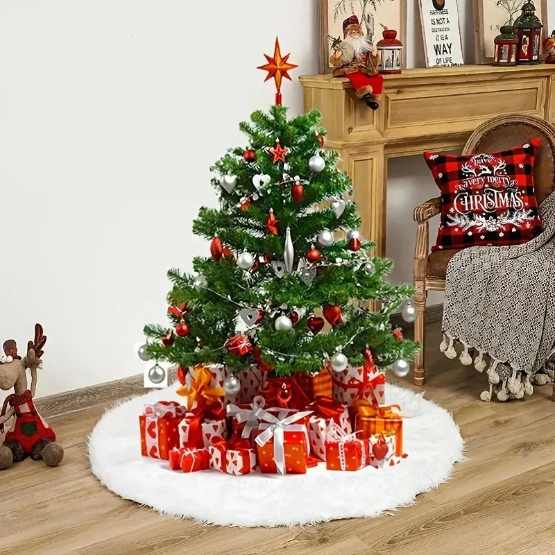 Saia para árvore de Natal Plush Redonda Branco Neve - Casa Farfelle