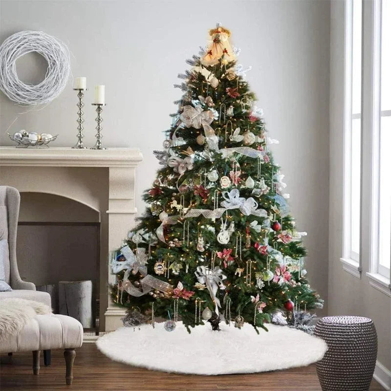 Saia para árvore de Natal Plush Redonda Branco Neve - Casa Farfelle