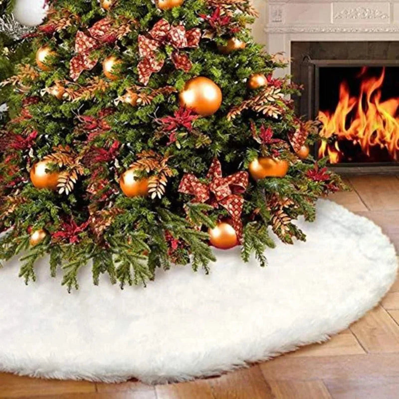 Saia para árvore de Natal Plush Redonda Branco Neve - Casa Farfelle