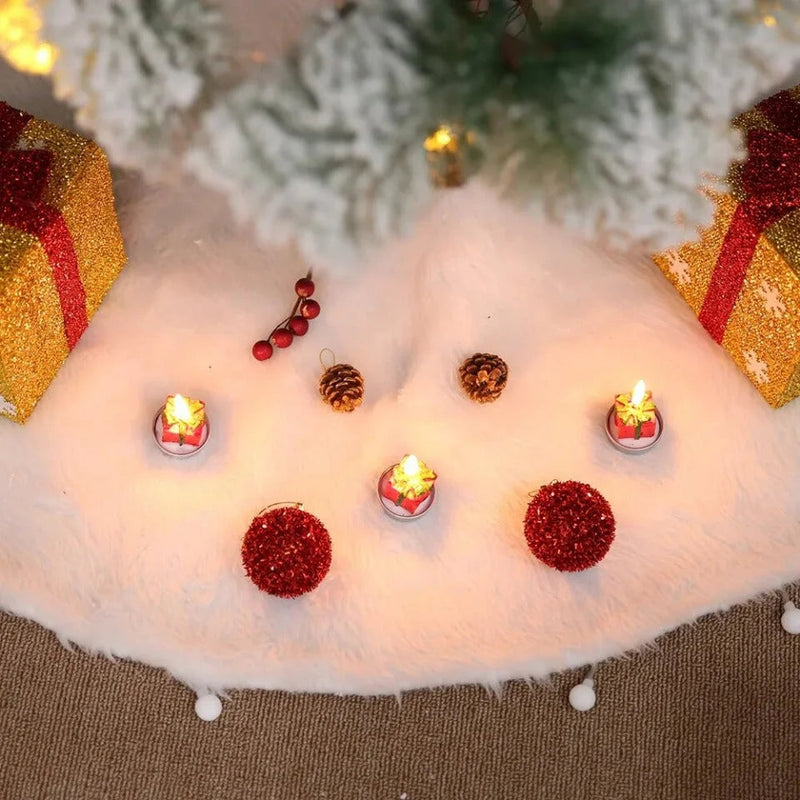 Saia para árvore de Natal Plush Redonda Branco Neve - Casa Farfelle
